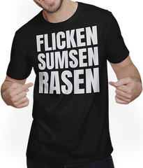 Produktbild von T-Shirt mit Mann Flicken Sumsen Rasen Sexwitz Zweideutige Versaute Sprüche