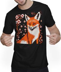 Produktbild von T-Shirt mit Mann Foxes Japanische Kirschblüte Blume Kitsune Fuchs