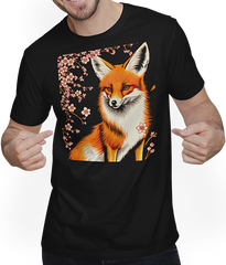 Produktbild von T-Shirt mit Mann Foxes Japanische Kirschblüte Blume Kitsune Fuchs