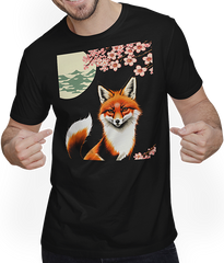 Produktbild von T-Shirt mit Mann Foxes Japanische Kirschblüte Blume Kitsune Fuchs