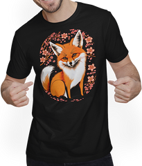 Produktbild von T-Shirt mit Mann Foxes Japanische Kirschblüte Blume Kitsune Fuchs