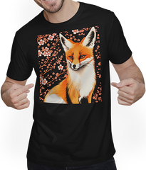 Produktbild von T-Shirt mit Mann Foxes Japanische Kirschblüte Blume Kitsune Fuchs