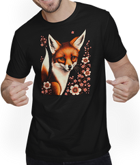 Produktbild von T-Shirt mit Mann Foxes Japanische Kirschblüte Blume Kitsune Fuchs