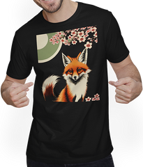 Produktbild von T-Shirt mit Mann Foxes Japanische Kirschblüte Blume Kitsune Fuchs