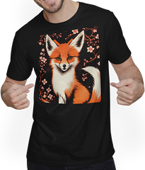 Produktbild von T-Shirt mit Mann Foxes Japanische Kirschblüte Blume Kitsune Fuchs
