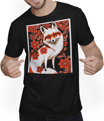 Produktbild von T-Shirt mit Mann Foxes Japanische Kirschblüte Blume Kitsune Fuchs