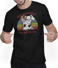 Produktbild von T-Shirt mit Mann Foxterrier | Cooler Spruch | Therapie durch Hund | Retro
