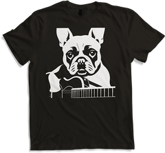 Produktbild von T-Shirt Französische Bulldogge mit E-Gitarre Musiker Gitarrist
