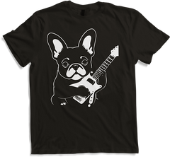 Produktbild von T-Shirt Französische Bulldogge mit E-Gitarre Musiker Gitarrist