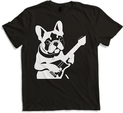 Produktbild von T-Shirt Französische Bulldogge mit E-Gitarre Musiker Gitarrist