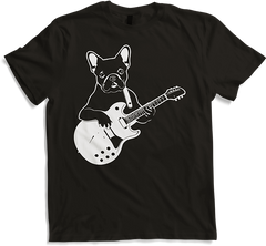 Produktbild von T-Shirt Französische Bulldogge mit E-Gitarre Musiker Gitarrist