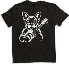 Produktbild von T-Shirt Französische Bulldogge mit E-Gitarre Musiker Gitarrist