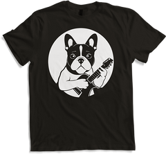 Produktbild von T-Shirt Französischer Hund mit E-Gitarre Musiker Gitarrist