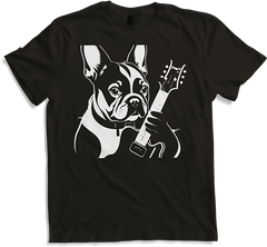 Produktbild von T-Shirt Französischer Hund mit E-Gitarre Musiker Gitarrist