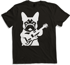 Produktbild von T-Shirt Französischer Hund mit E-Gitarre Musiker Gitarrist
