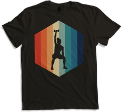 Produktbild von T-Shirt Frauen Workout | Vintage Hexagon | Retro Kurzhantel