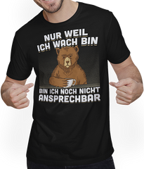 Produktbild von T-Shirt mit Mann Freche Morgenmuffel Braunbär mit Kaffee Bären Sprüche Bär
