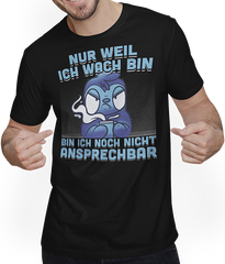 Produktbild von T-Shirt mit Mann Freche Morgenmuffel Faultier mit Kaffee Sprüche Faultier