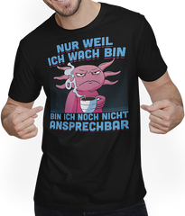 Produktbild von T-Shirt mit Mann Freche Morgenmuffel Lurch mit Kaffee Axolotl Sprüche