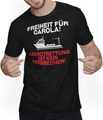 Produktbild von T-Shirt mit Mann Freiheit für Carola | Seenotrettung ist kein Verbrechen