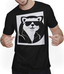 Produktbild von T-Shirt mit Mann Frettchen trägt Sonnenbrille coole Frettchen