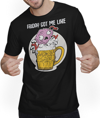 Produktbild von T-Shirt mit Mann Friday Got Me Like Funny Beer Spruch Brain Jumps in Alkohol