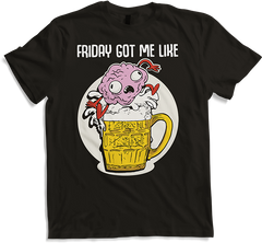 Produktbild von T-Shirt Friday Got Me Like Funny Beer Spruch Brain Jumps in Alkohol