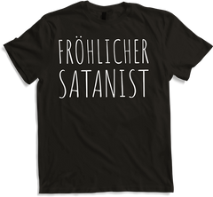 Produktbild von T-Shirt Fröhlicher Satanist Schwarzer Humor frecher Spruch Satan