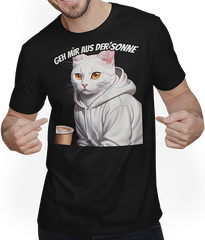 Produktbild von T-Shirt mit Mann Geh mir aus der Sonne Freche Frauen Sprüche Kaffee Spruch