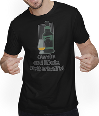 Produktbild von T-Shirt mit Mann Gerste und Malz Gott erhalt's Schottland Islay Scotch Whisky
