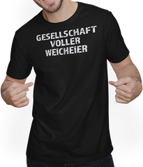 Produktbild von T-Shirt mit Mann Gesellschaft voller Weicheier Hardcore Misanthropen Sprüche