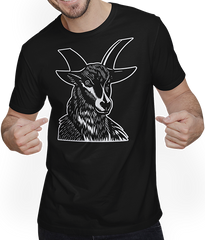 Produktbild von T-Shirt mit Mann Goat Baphomet Demon Black Metal Luzifer Satan Satanist