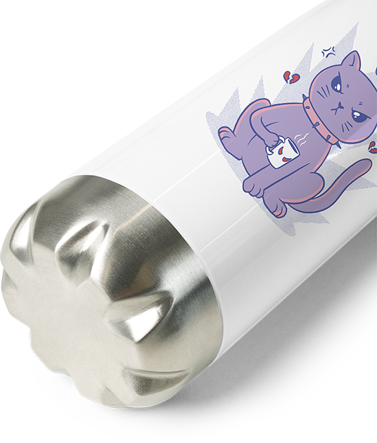 Produktbild vom Boden der Thermoflasche Grindcore Spruch Horror Katze Metalhead Heavy Metal