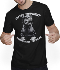 Produktbild von T-Shirt mit Mann Guten Morgen Gefährliches Terrain Freche Dino Sprüche T-Rex