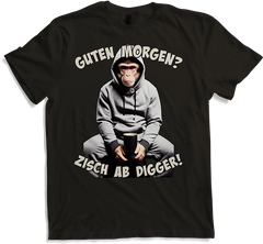 Produktbild von T-Shirt Guten Morgen? Zisch ab Digger! Affe Kaffee Spruch Lustig