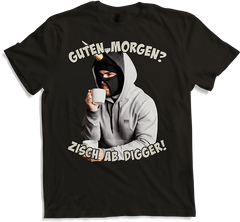 Produktbild von T-Shirt Guten Morgen? Zisch ab Digger! Einhorn Mann Kaffee Spruch
