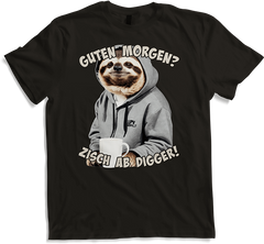 Produktbild von T-Shirt Guten Morgen? Zisch ab Digger! Faultier Kaffee Spruch