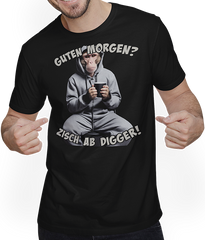 Produktbild von T-Shirt mit Mann Guten Morgen? Zisch ab Digger! Freche Morgenmuffel Sprüche