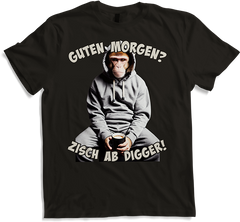 Produktbild von T-Shirt Guten Morgen? Zisch ab Digger! Kaffee Spruch Lustige Affen