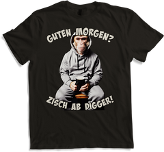 Produktbild von T-Shirt Guten Morgen? Zisch ab Digger! Kaffee Spruch Lustige Affen