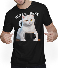 Produktbild von T-Shirt mit Mann Guten Was? Freche Frauen Sprüche Kaffee Spruch Morgenmuffel