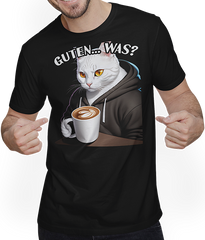 Produktbild von T-Shirt mit Mann Guten Was? Freche Frauen Sprüche Kaffee Spruch Morgenmuffel