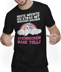 Produktbild von T-Shirt mit Mann Heute möchte ich gerne was mit Menschen machen Halloween