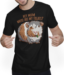 Produktbild von T-Shirt mit Mann Hey Mum Where Are My Treats? Lustiges Meerschweinchen-Spruch für Mädchen
