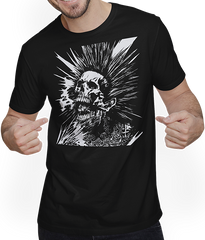 Produktbild von T-Shirt mit Mann Horror Fan Totenkopf mit Mohawk Crazy Punkrocker Punk