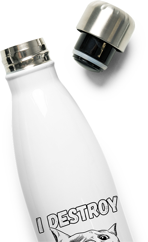 Produktbild vom Oberteil der Thermoflasche I Destroy Sleep Routines Katzen-Spruch