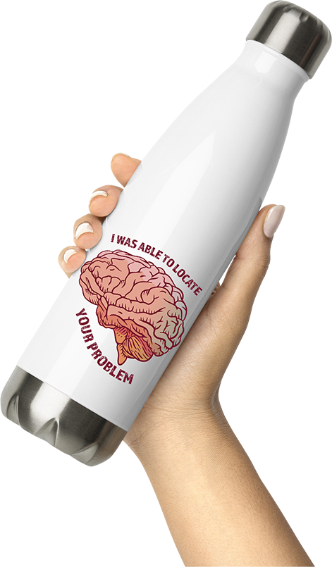 Produktbild von Thermosflasche von Hand gehalten I was able to locate Brain Sarkastic Cheeky Sassy Spruch