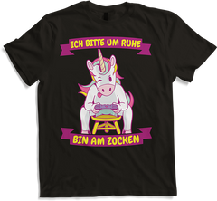 Produktbild von T-Shirt Ich bitte um Ruhe bin am zocken Gamer Sprüche Einhorn Zocker