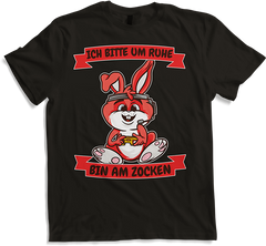 Produktbild von T-Shirt Ich bitte um Ruhe, bin am zocken Gamer Sprüche Hase Zocker