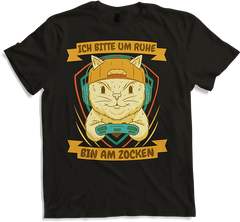 Produktbild von T-Shirt Ich bitte um Ruhe, bin am zocken Gamer Sprüche Katze Zocker